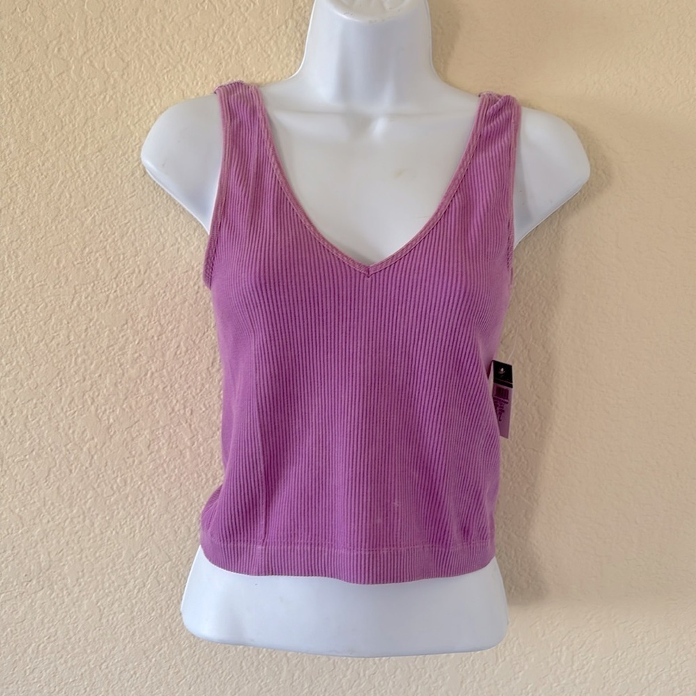 Purple ribbed tank‎ Size L NEW